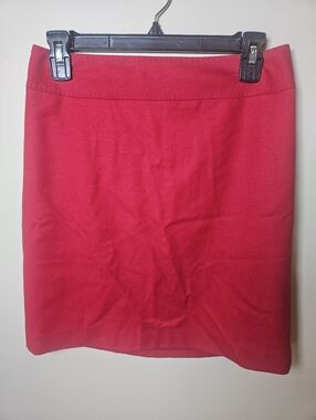 Talbots Red Lined Zip Wool Mini Office Career Pencil Skirt Size 2 Petite